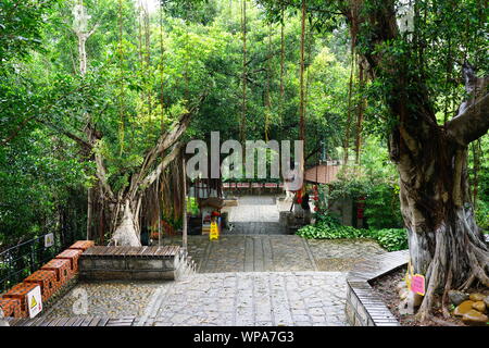 XIAMEN, Cina -14 Giu 2019- Vista della Fortezza di Hulishan, un punto di riferimento storico monumento con cannoni in Xiamen (Amoy), guarda lo stretto di Taiwan i Foto Stock