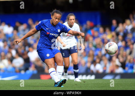 Londra, Regno Unito. 08 Sep, 2019. Drew Spence di Chelsea donne in azione. FA le donne della Super League, Chelsea donne v Tottenham Hotspur donne a Stamford Bridge di Londra domenica 8 settembre 2019. Questa immagine può essere utilizzata solo per scopi editoriali. Solo uso editoriale, è richiesta una licenza per uso commerciale. Nessun uso in scommesse, giochi o un singolo giocatore/club/league pubblicazioni. pic da Steffan Bowen/ Credito: Andrew Orchard fotografia sportiva/Alamy Live News Foto Stock