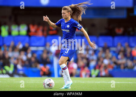 Londra, Regno Unito. 08 Sep, 2019. Hannah Blundell di Chelsea donne in azione. FA le donne della Super League, Chelsea donne v Tottenham Hotspur donne a Stamford Bridge di Londra domenica 8 settembre 2019. Questa immagine può essere utilizzata solo per scopi editoriali. Solo uso editoriale, è richiesta una licenza per uso commerciale. Nessun uso in scommesse, giochi o un singolo giocatore/club/league pubblicazioni. pic da Steffan Bowen/ Credito: Andrew Orchard fotografia sportiva/Alamy Live News Foto Stock