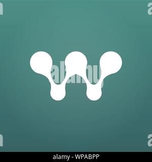 Nanotecnologia molecolare lettera iniziale W Logo design, stock illustrazione vettoriale Illustrazione Vettoriale