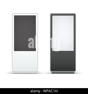 Il digital signage isolati su sfondo bianco. Mockup di presentazione di informazioni o pubblicità progetti. Illustrazione Vettoriale Illustrazione Vettoriale