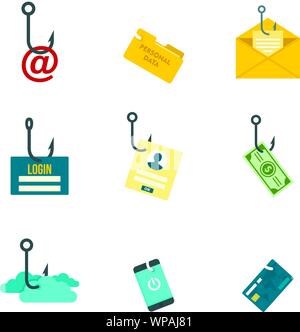 Il phishing icona set. Set piatto di phishing icone vettoriali per il web design Illustrazione Vettoriale