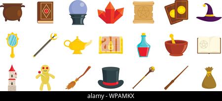 Wizard tools icons set. Flat set of wizard tools vector icons for web design Illustrazione Vettoriale
