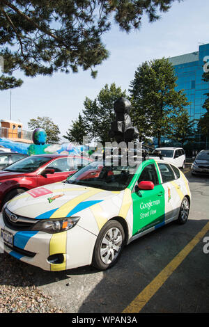 Google mapping car Halifax Canada parcheggiato lavoro raccolta dati informazioni fotografia veicolo strada sistema locale plottaggio parcheggio auto Foto Stock