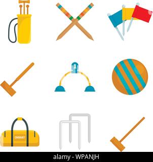 Il Croquet set di icone. Set piatto di croquet icone vettoriali per il web design Illustrazione Vettoriale
