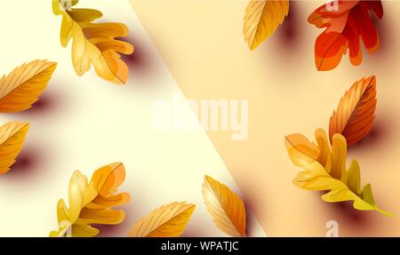 Stagione autunno sfondo con la caduta di foglie di autunno e la camera per il testo. Illustrazione Vettoriale Illustrazione Vettoriale