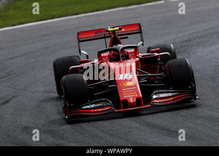 Monza, Italia. 8 Sep, 2019. CHARLES LECLERC della Scuderia Ferrari durante il periodo della Formula 1 Gran Premio d'Italia in Autodromo Nazionale Monza a Monza, Italia. Credito: James Gasperotti/ZUMA filo/Alamy Live News Foto Stock