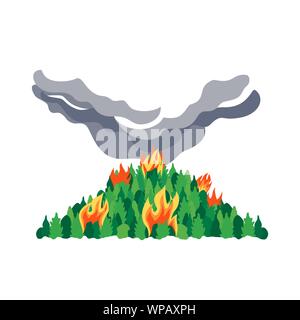 Forest incendi disastro albero piatto vettore icona disegnata a mano Illustrazione Vettoriale