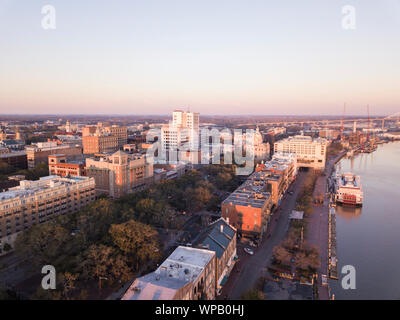 Vista aerea del centro di Savannah, Georgia. Foto Stock
