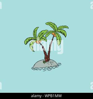Palme sull'isola dell'oceano. Illustrazione Vettoriale Illustrazione Vettoriale