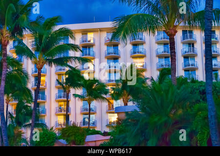 Il Westin Resort al tramonto sull'isola di Maui nelle Hawaii, STATI UNITI D'AMERICA Foto Stock