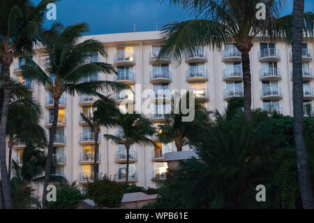 Il Westin Resort al tramonto sull'isola di Maui nelle Hawaii, STATI UNITI D'AMERICA Foto Stock