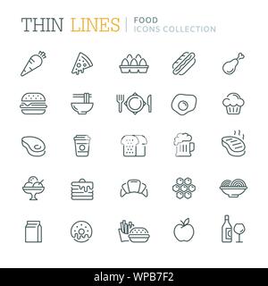 Raccolta di cibo icone correlate Illustrazione Vettoriale