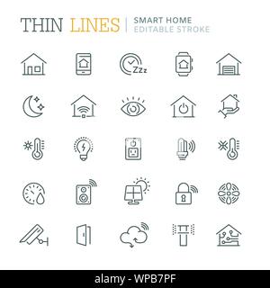 Raccolta di smart linea casa icone. Corsa modificabile Illustrazione Vettoriale