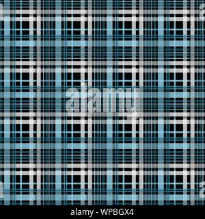 A scacchi tessuto gingham seamless pattern in nero, bianco e blu, vettore. EPS 10 Illustrazione Vettoriale