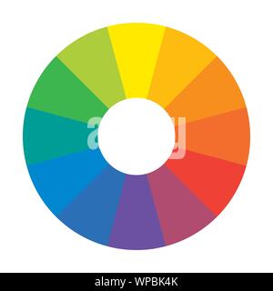Multicolor Rainbow spettrale cerchio di 12 segmenti. Armonica spettrale tavolozza. Illustrazione Vettoriale