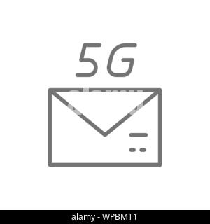 5G internet e-mail, messaggio veloce icona linea. Illustrazione Vettoriale