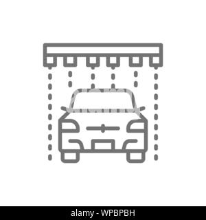 Pioggia di sapone nel portale carwash icona linea. Illustrazione Vettoriale