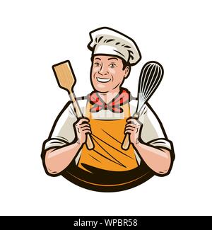 Logo del panettiere di cottura. Ristorante, cucina etichetta. Illustrazione vettoriale Illustrazione Vettoriale
