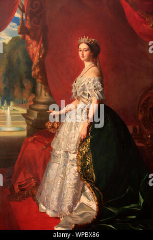 La pittura di Franz Xaver Winterhalter dell'Imperatrice Eugenie (1826-1920), moglie dell'Imperatore Napoleone III al Chateau de Beloeil in Beloeil, Belgio Foto Stock