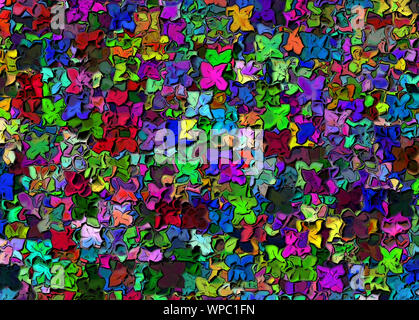 Stilizzata fiori multicolori sfondo con fotogrammi neri Foto Stock