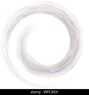 Mulinare dettagliata, elemento a spirale. Idromassaggio, whirligig effetto. Circolare e rotante linee di burst. Whirl razze radiali. Bobina, volteggiano forma astratta Illustrazione Vettoriale