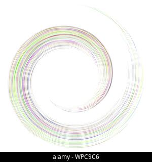 Mulinare dettagliata, elemento a spirale. Idromassaggio, whirligig effetto. Circolare e rotante linee di burst. Whirl razze radiali. Bobina, volteggiano forma astratta Illustrazione Vettoriale