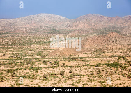 Vista aerea del deserto in confini tra Etiopia e Somalia. Foto Stock