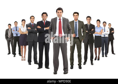 Imprenditore che conduce la sua squadra Foto Stock