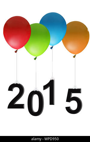 Nuovo anno concept-palloncini multicolore con numero 2015 Foto Stock