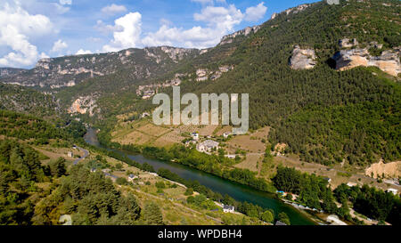 Vista aerea delle Gorges du Tarn in Les Vignes, Lozere Foto Stock