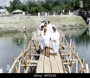 Il Mahatma Gandhi durante la conferenza annuale, Dacca, Bengala Orientale, Bangladesh, Febbraio 1940 Foto Stock