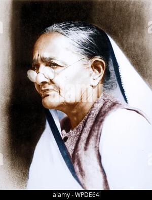 Vecchia foto vintage di Kasturba Gandhi, India, Asia, 1942 Foto Stock