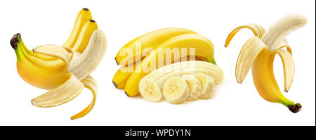 Banana isolato su sfondo bianco con percorso di clipping, raccolta Foto Stock