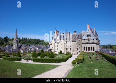 Chateau Langeais e citta di Touraine Francia Foto Stock