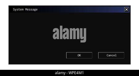 Vecchia interfaccia utente della finestra di dialogo. Tema scuro di popup informativo. Illustrazione Vettoriale