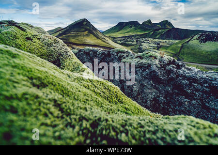 Surreale e colorato paesaggio di Islanda Foto Stock
