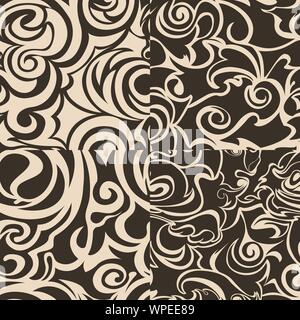 Set di vector seamless pattern astratti in colori beige. Illustrazione Vettoriale