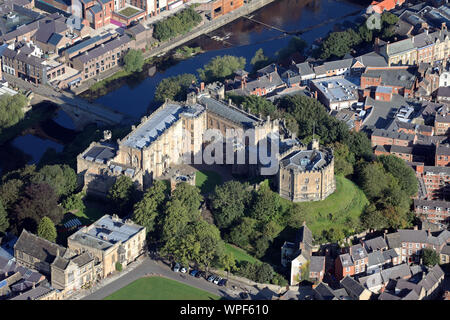 Veduta aerea del castello di Durham, parte dell Università di Durham, County Durham, Regno Unito Foto Stock