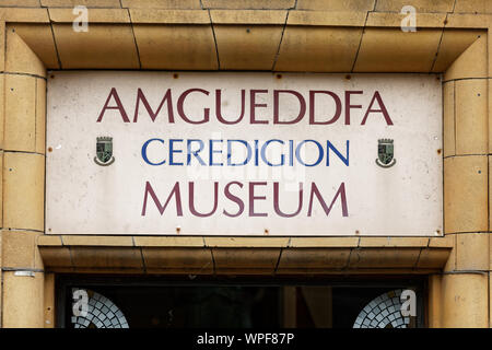 Nella foto: Ceredigion Museum, Terrazza strada in Aberystwyth, Wales, Regno Unito. Mercoledì 28 Agosto 2019 Foto Stock