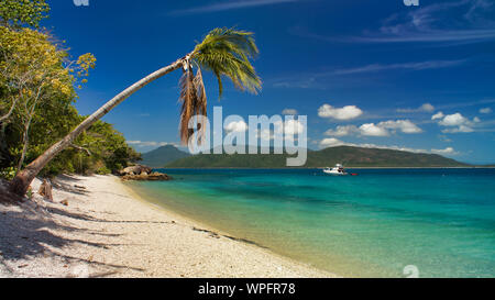 Fitzroy isola vicino a Cairns Australia, spiaggia, barca. Foto Stock