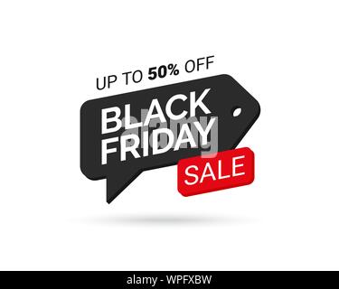 Venerdì nero vendita tag. Elemento di Design in vendita banner, poster, cartoline. Campagna promozionale sconto evento. Elemento di design per la pubblicità shopping. Illustrazione Vettoriale