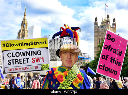 Londra, Regno Unito. 04 Sep, 2019. I partecipanti di un anti-Brexit dimostrazione di fronte al parlamento britannico. Credito: Waltraud Grubitzsch/dpa-Zentralbild/ZB/dpa/Alamy Live News Foto Stock
