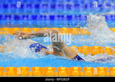 Londra, Regno Unito. 09Sep, 2019. Francesca Xenia Palazzo d'Italia in azione durante le Donne 100m Freestyle S8. Mondo Para Nuoto Campionati di Allianz 2019, giorno 1 presso il London Aquatics Centre di Londra, Regno Unito lunedì 9 settembre 2019. Questa immagine può essere utilizzata solo per scopi editoriali. Solo uso editoriale, pic da Steffan Bowen/Andrew Orchard fotografia sportiva/Alamy Live news Credito: Andrew Orchard fotografia sportiva/Alamy Live News Foto Stock