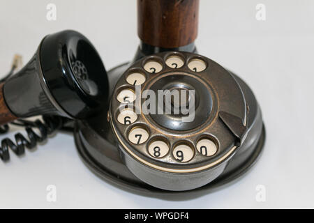 Antico candeliere telefono Foto Stock