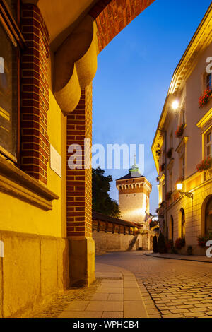 Alba nella citta' vecchia di Cracovia, in Polonia. Foto Stock