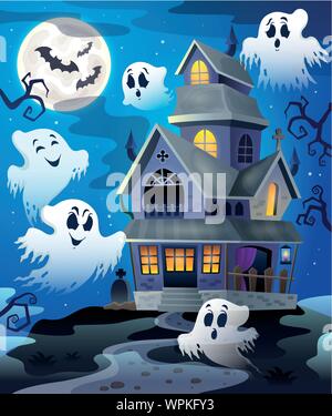 Immagine con Haunted House tematiche 4 Illustrazione Vettoriale