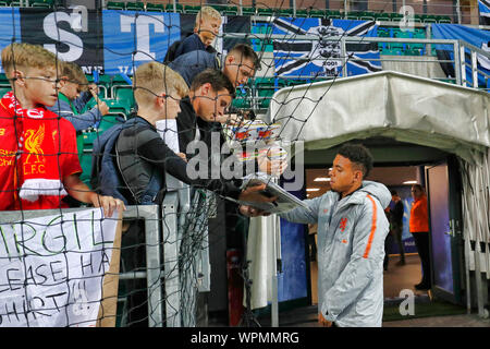 Tallinn, Estonia. 09Sep, 2019. TALLINN, 09-09-2019, Le Coq Arena, qualificatore Euro Estonia - Paesi Bassi. Donyell Malen durante il gioco Estonia - Paesi Bassi. Credito: Pro scatti/Alamy Live News Foto Stock