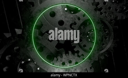 Ingranaggio industriale sfondo verde Foto Stock