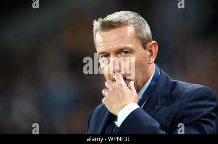 Inghilterra allenatore Aidy Boothroyd durante il 2019 UEFA Europei Under-21 gara di campionato al KCOM Stadium, Kingston-upon-Hull. Foto Stock